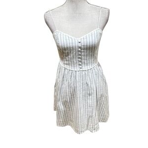Abercrombie & Fitch White/blue Striped Mini sunDress spaghetti straps size small
